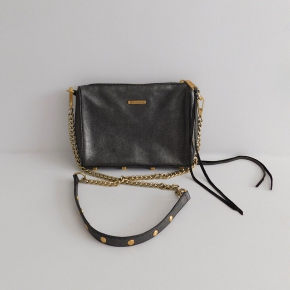 Rebecca Minkoff Handbags - REBECCA MINKOFF Mini 5 Zip Black Metallic Gold Hardware Convertible Crossbody